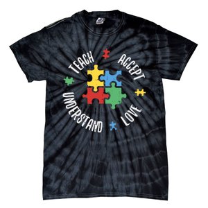 Autism Awareness Teacher Teach Accept Understand Love Tie-Dye T-Shirt