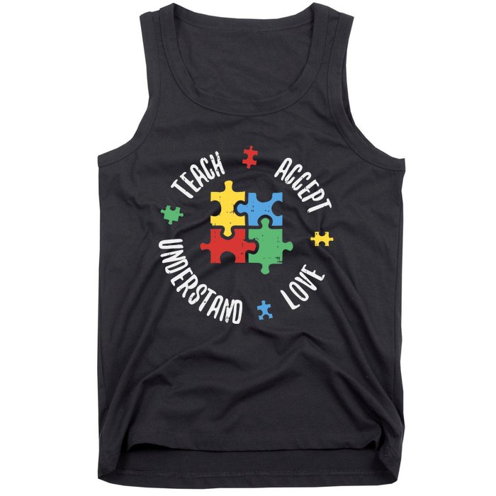 Autism Awareness Teacher Teach Accept Understand Love Tank Top