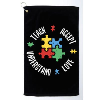 Autism Awareness Teacher Teach Accept Understand Love Platinum Collection Golf Towel