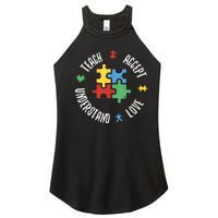 Autism Awareness Teacher Teach Accept Understand Love Women's Perfect Tri Rocker Tank