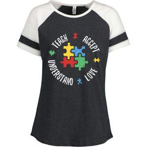 Autism Awareness Teacher Teach Accept Understand Love Enza Ladies Jersey Colorblock Tee