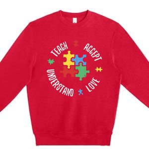 Autism Awareness Teacher Teach Accept Understand Love Premium Crewneck Sweatshirt