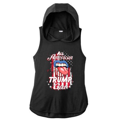 All American Trump Girl 2024 Shirts Trump Flag Women Girls Ladies PosiCharge Tri-Blend Wicking Draft Hoodie Tank