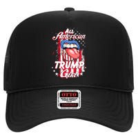 All American Trump Girl 2024 Shirts Trump Flag Women Girls High Crown Mesh Back Trucker Hat