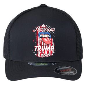 All American Trump Girl 2024 Shirts Trump Flag Women Girls Flexfit Unipanel Trucker Cap