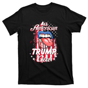 All American Trump Girl 2024 Shirts Trump Flag Women Girls T-Shirt