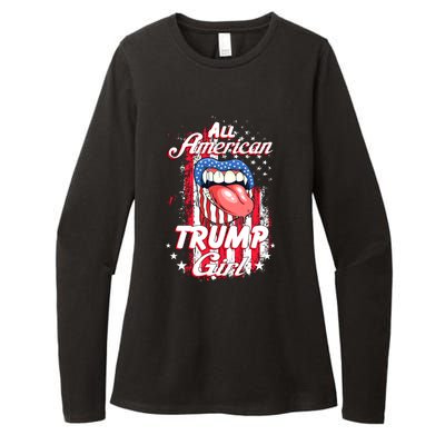 All American Trump Girl 2024 Shirts Trump Flag Women Girls Womens CVC Long Sleeve Shirt