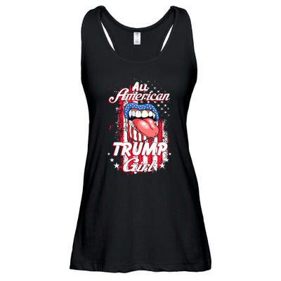 All American Trump Girl 2024 Shirts Trump Flag Women Girls Ladies Essential Flowy Tank