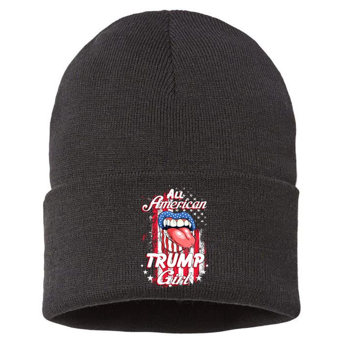 All American Trump Girl 2024 Shirts Trump Flag Women Girls Sustainable Knit Beanie