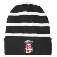 All American Trump Girl 2024 Shirts Trump Flag Women Girls Striped Beanie with Solid Band