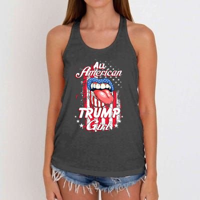 All American Trump Girl 2024 Shirts Trump Flag Women Girls Women's Knotted Racerback Tank