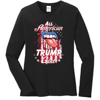 All American Trump Girl 2024 Shirts Trump Flag Women Girls Ladies Long Sleeve Shirt