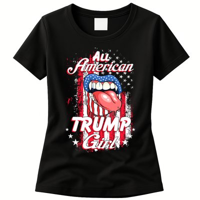 All American Trump Girl 2024 Shirts Trump Flag Women Girls Women's T-Shirt