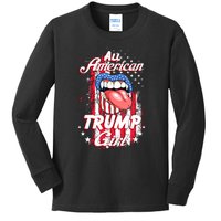 All American Trump Girl 2024 Shirts Trump Flag Women Girls Kids Long Sleeve Shirt