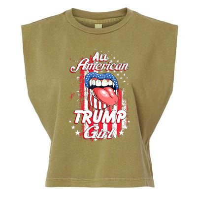 All American Trump Girl 2024 Shirts Trump Flag Women Girls Garment-Dyed Women's Muscle Tee