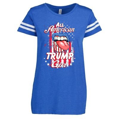 All American Trump Girl 2024 Shirts Trump Flag Women Girls Enza Ladies Jersey Football T-Shirt