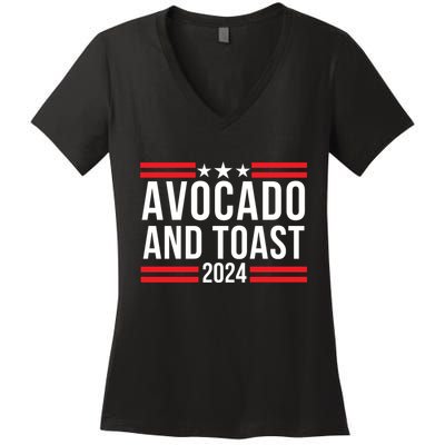 Avocado And Toast 2024 Healthy Foodie Political Election Women's V-Neck T-Shirt