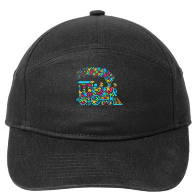 Autism Awareness Train Puzzle Autistic 7-Panel Snapback Hat