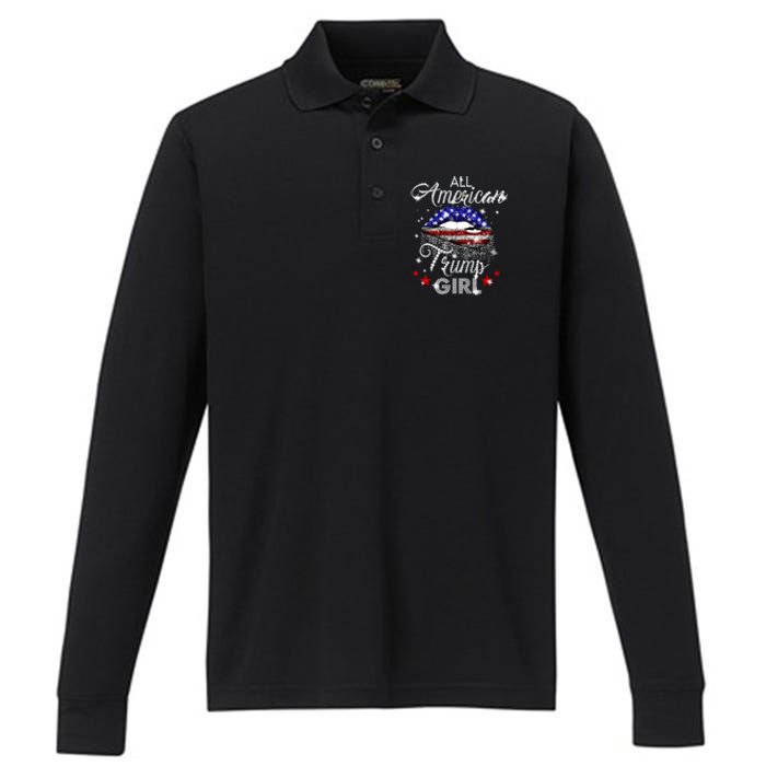 All American Trump Girl Performance Long Sleeve Polo