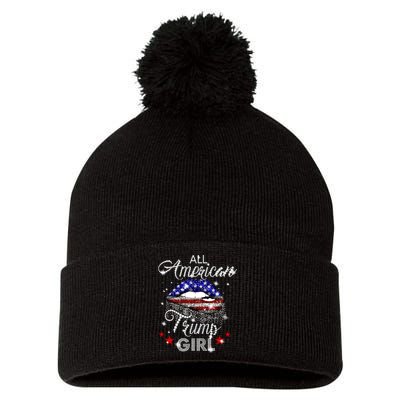 All American Trump Girl Pom Pom 12in Knit Beanie