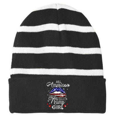 All American Trump Girl Striped Beanie with Solid Band