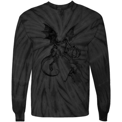Alice And The Jabberwocky Alice In Wonderland Vintage Art Tie-Dye Long Sleeve Shirt