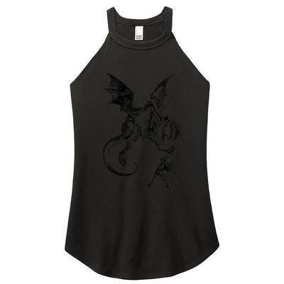 Alice And The Jabberwocky Alice In Wonderland Vintage Art Women's Perfect Tri Rocker Tank