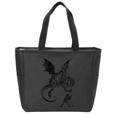 Alice And The Jabberwocky Alice In Wonderland Vintage Art Zip Tote Bag
