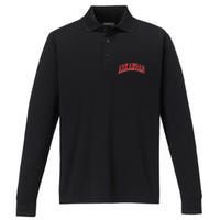 Arkansas Ar Throwback Design Print Classic Performance Long Sleeve Polo