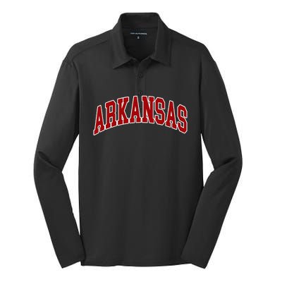 Arkansas Ar Throwback Design Print Classic Silk Touch Performance Long Sleeve Polo