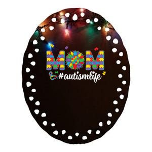 Autism Awareness Tee Mom Life For Autism Mom Ceramic Oval Ornament