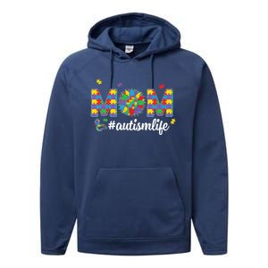 Autism Awareness Tee Mom Life For Autism Mom Performance Fleece Hoodie