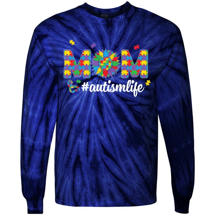 Autism Awareness Tee Mom Life For Autism Mom Tie-Dye Long Sleeve Shirt