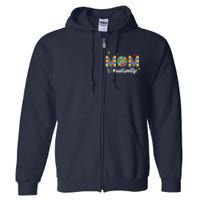 Autism Awareness Tee Mom Life For Autism Mom Full Zip Hoodie