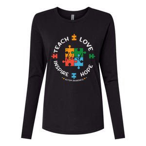 Autism Awareness Teacher Teach Hope Love Inspire Womens Cotton Relaxed Long Sleeve T-Shirt