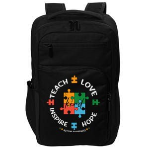 Autism Awareness Teacher Teach Hope Love Inspire Impact Tech Backpack