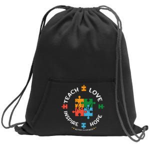 Autism Awareness Teacher Teach Hope Love Inspire Sweatshirt Cinch Pack Bag