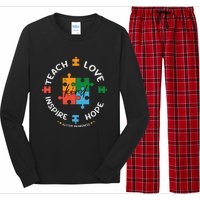 Autism Awareness Teacher Teach Hope Love Inspire Long Sleeve Pajama Set