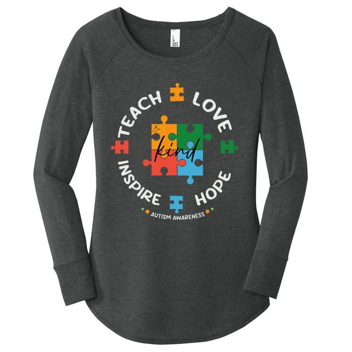 Autism Awareness Teacher Teach Hope Love Inspire Women's Perfect Tri Tunic Long Sleeve Shirt