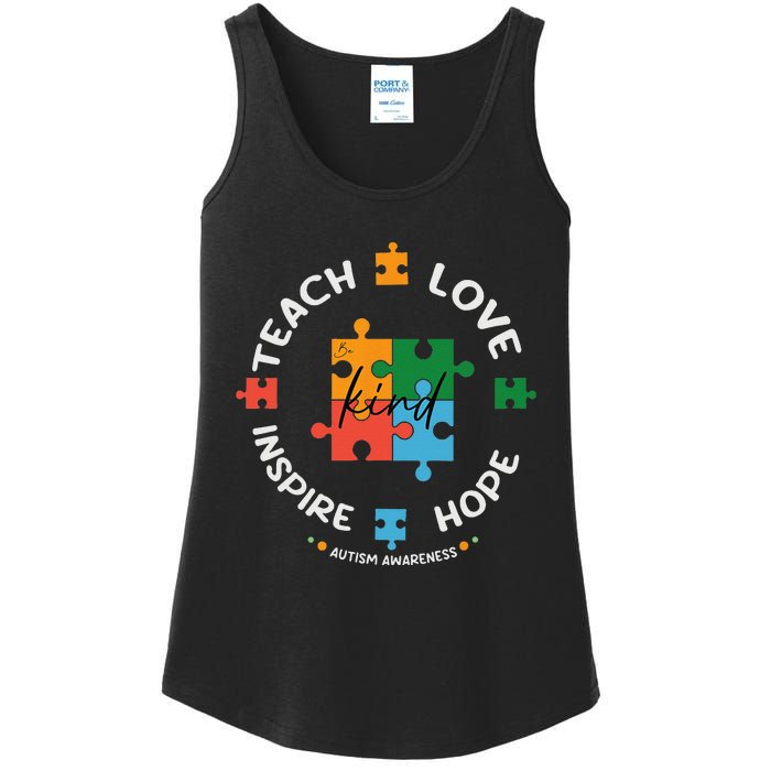 Autism Awareness Teacher Teach Hope Love Inspire Ladies Essential Tank