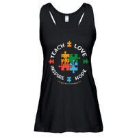 Autism Awareness Teacher Teach Hope Love Inspire Ladies Essential Flowy Tank