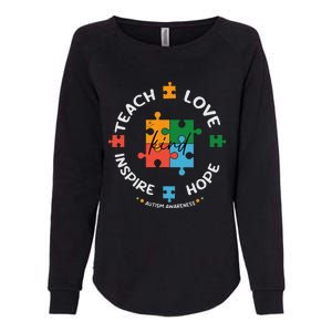 Autism Awareness Teacher Teach Hope Love Inspire Womens California Wash Sweatshirt