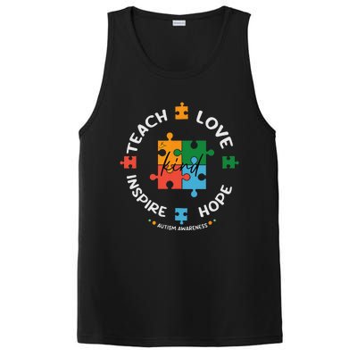 Autism Awareness Teacher Teach Hope Love Inspire PosiCharge Competitor Tank