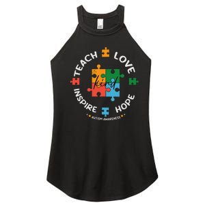 Autism Awareness Teacher Teach Hope Love Inspire Women's Perfect Tri Rocker Tank