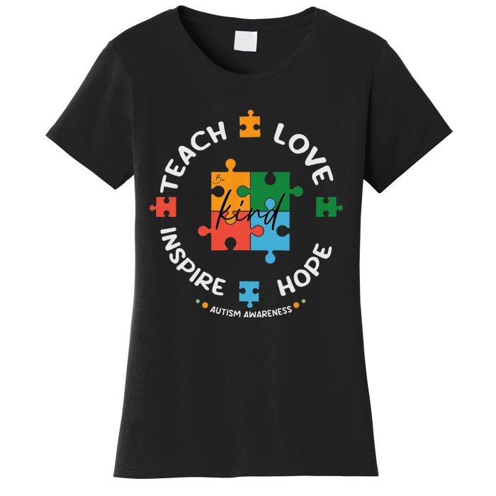 Autism Awareness Teacher Teach Hope Love Inspire Women's T-Shirt