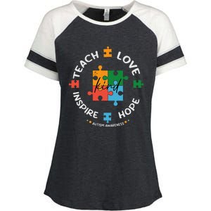 Autism Awareness Teacher Teach Hope Love Inspire Enza Ladies Jersey Colorblock Tee