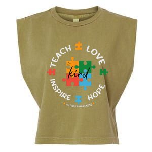 Autism Awareness Teacher Teach Hope Love Inspire Garment-Dyed Women's Muscle Tee