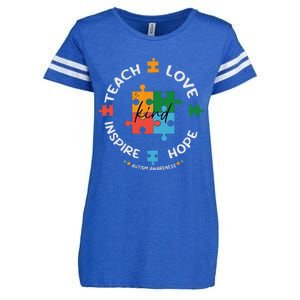 Autism Awareness Teacher Teach Hope Love Inspire Enza Ladies Jersey Football T-Shirt