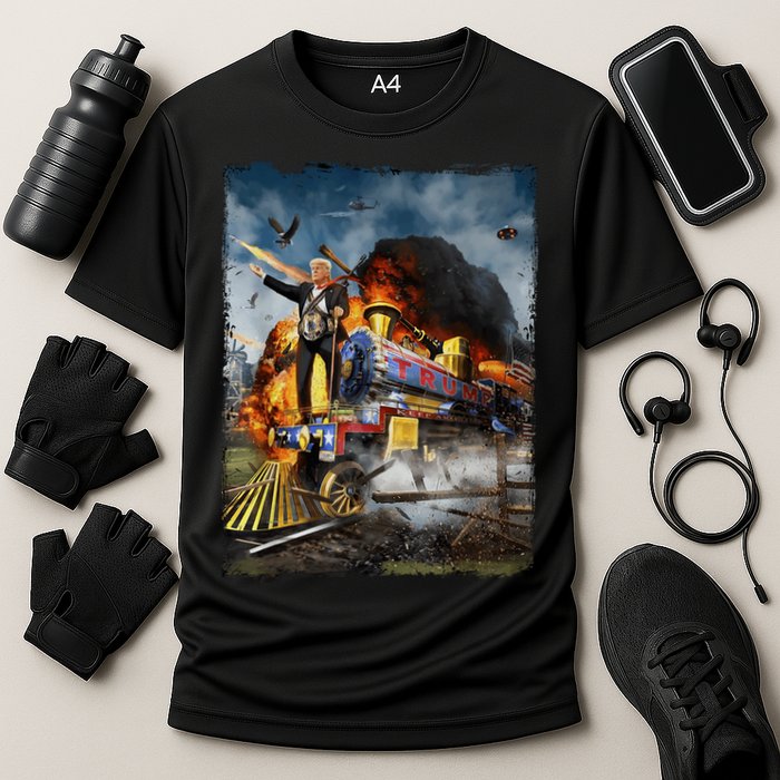 All Aboard The Trump Train Graphic Art Cooling Performance Crew T-Shirt