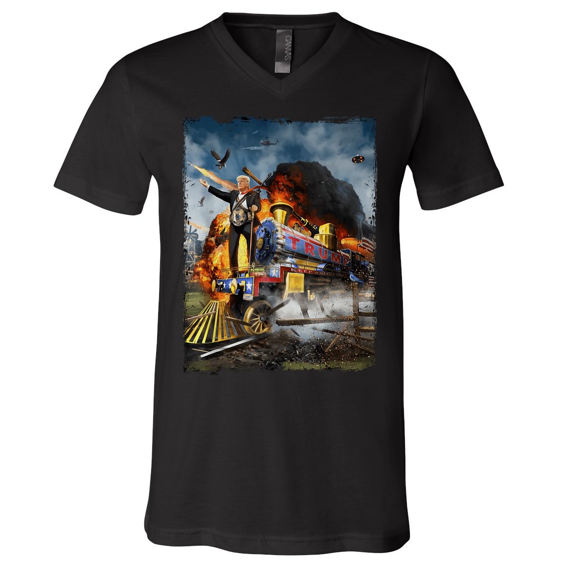 All Aboard The Trump Train Graphic Art V-Neck T-Shirt